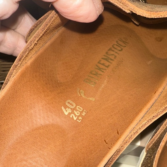 Birkenstock Brown Leather Arizona Sandals with Gold Buckles - Picture 7 of 9